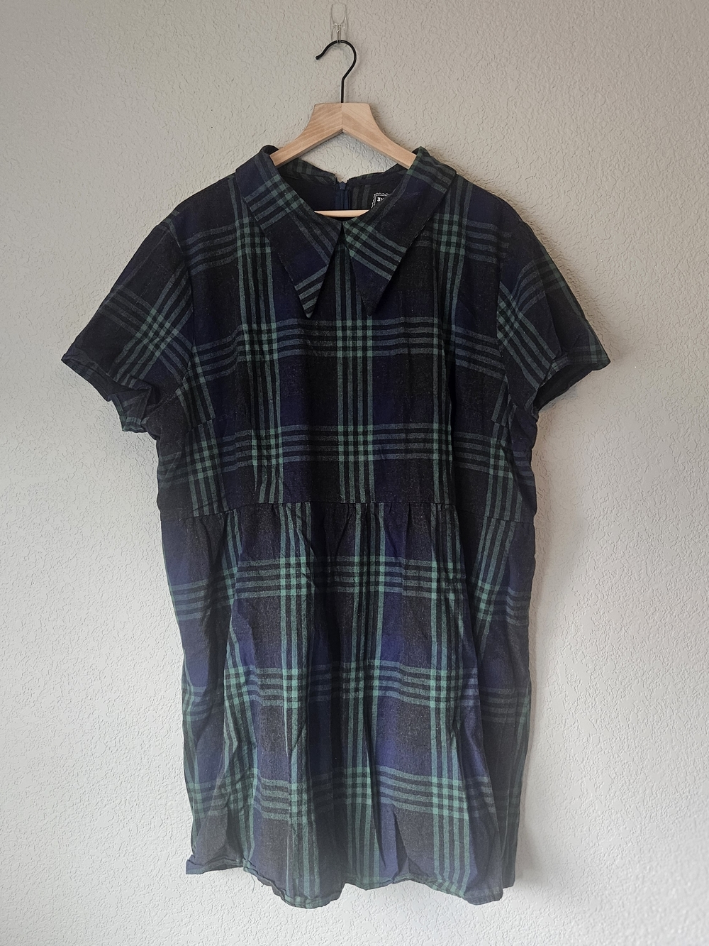 Tuesday Bassen Green Plaid Babydoll Dress - 100% Cotton